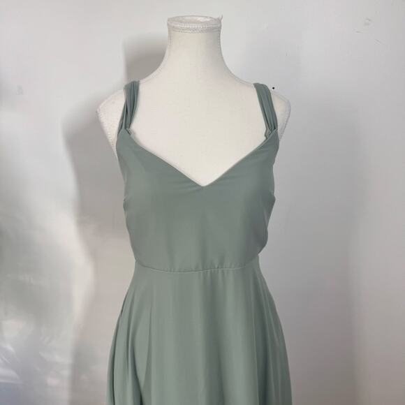 Birdy Grey DEVIN CONVERTIBLE DRESS Women M CHIFFON SAGE BRIDEMAID WEDDING - Picture 7 of 15